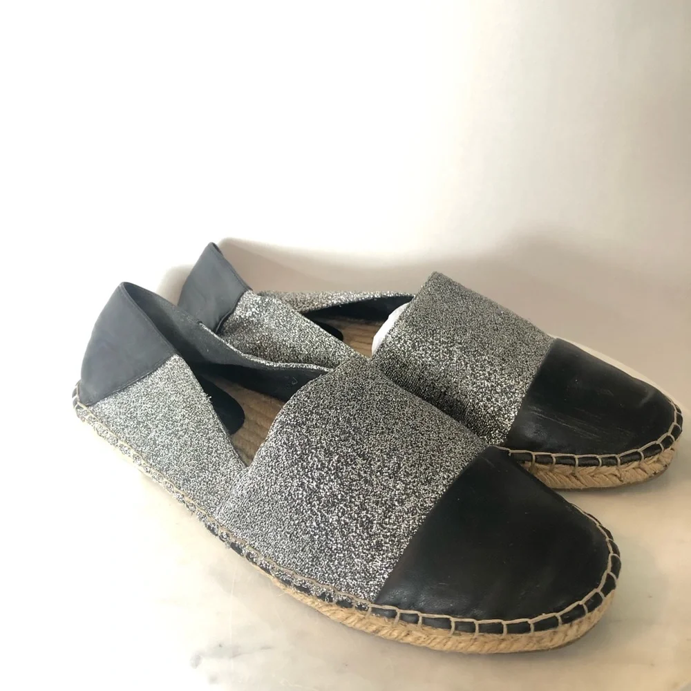 Zara Black and Silver Slip-On Espadrilles